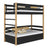 Stapelbed met lade houten zwart-eiken – kinderkamer, massief hout, scandi