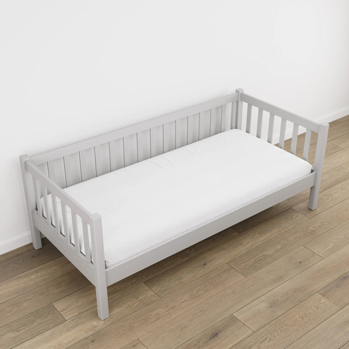 Slaapbank grijs in kinderkamer – scandi inrichting, houten