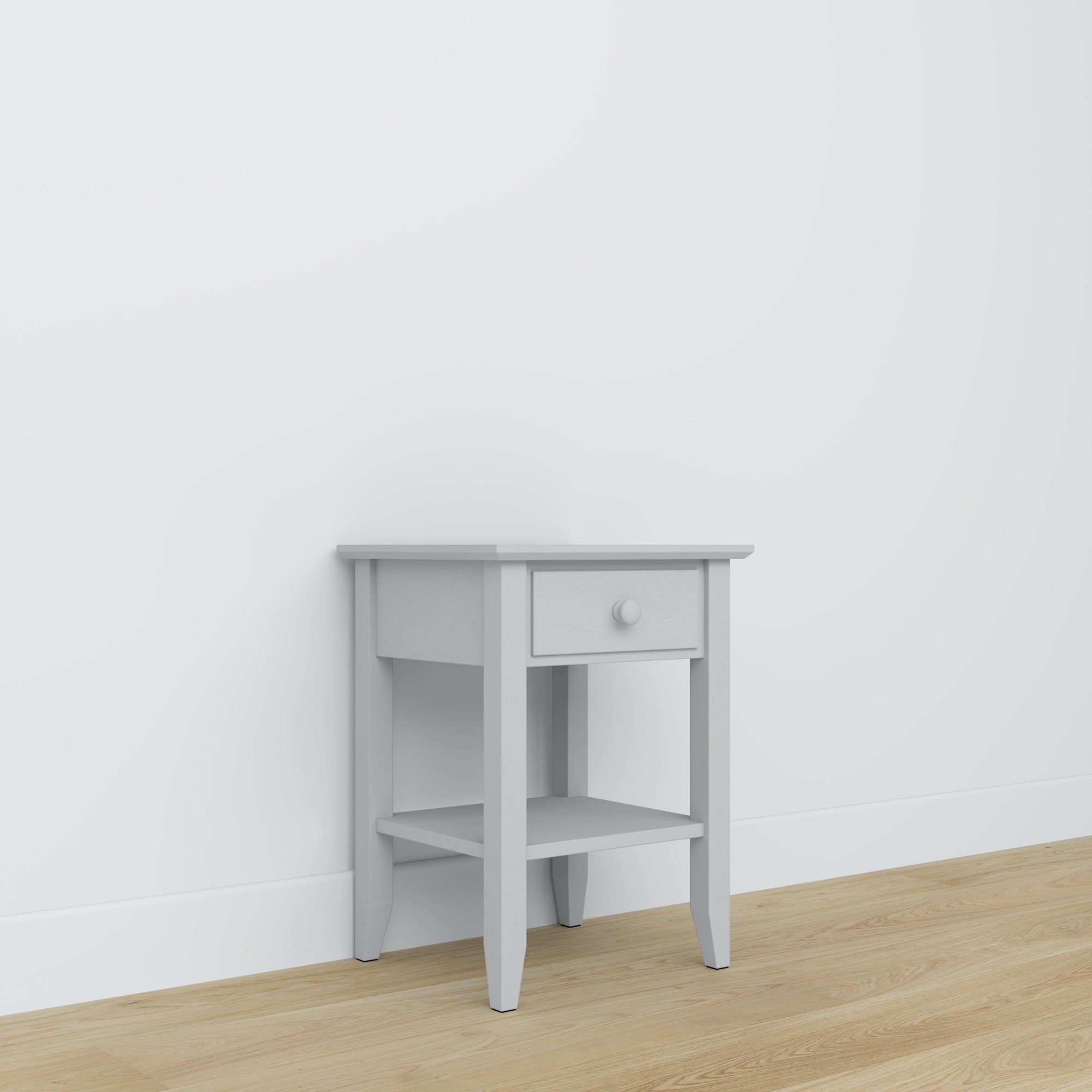 Table de chevet N01 gris – en bois, vue frontale, Nizio Home