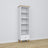 Bookcase 1S 57 white with oak – wooden, all shelves, front view, Nizio