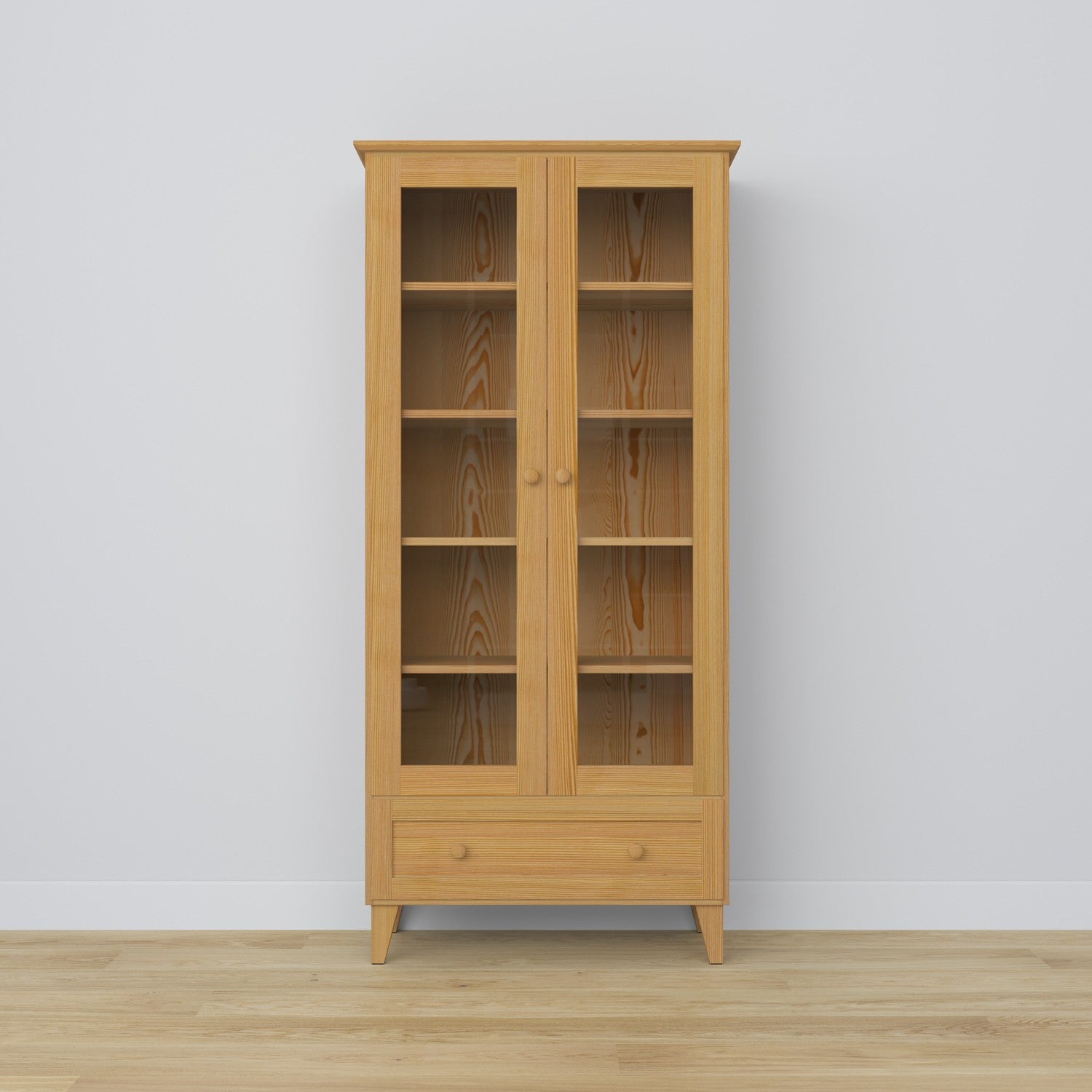 Vitrinekast met lade grenen naturel grenen 90 cm – woonkamer, Scandinavische stijl Nizio