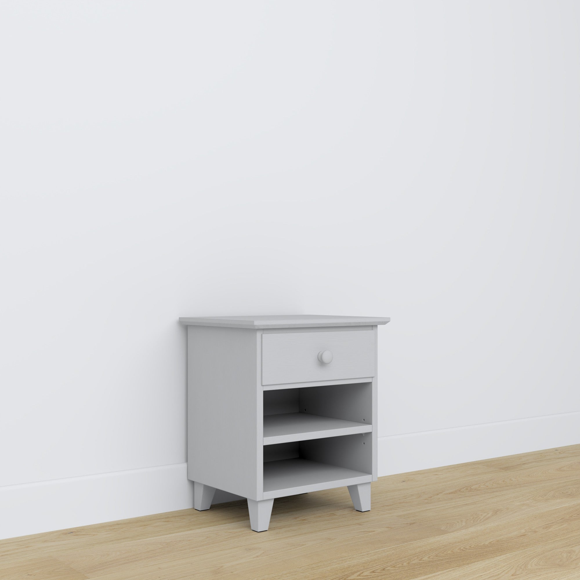 Table de chevet N02 gris – en bois, vue frontale, Nizio Home