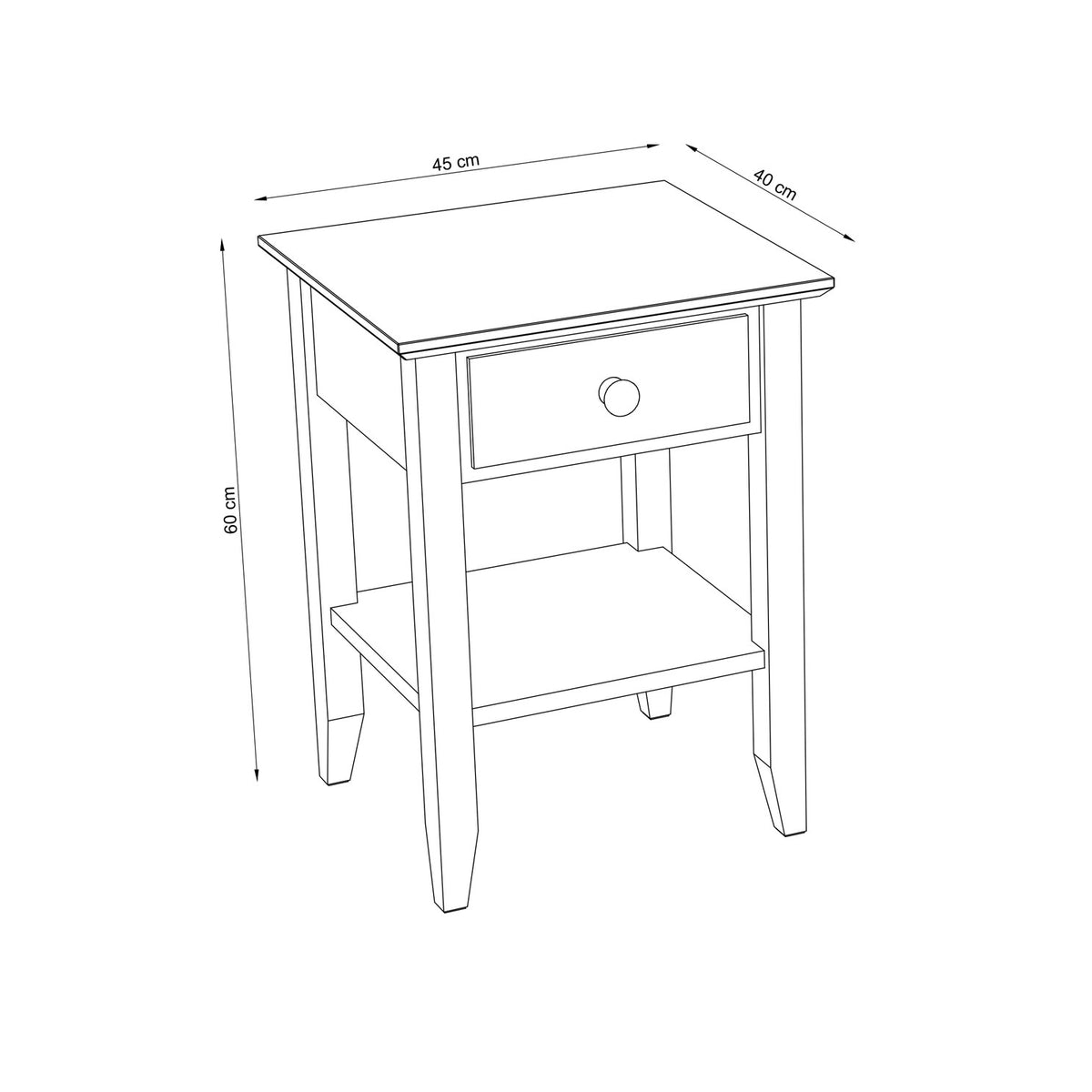 Oak bedside table 1S N01 Scandi oak bleached