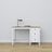 Bureau 3S en bois blanc avec chêne – tiroirs ouverts, rangements pour documents