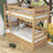 Natural Oak Bunk Bed for Children – Mattress Drawer, Oak, Nizio