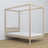 Bed gewit eiken met hemelbed – decoratief eikenhouten frame, veilig voor kinderen