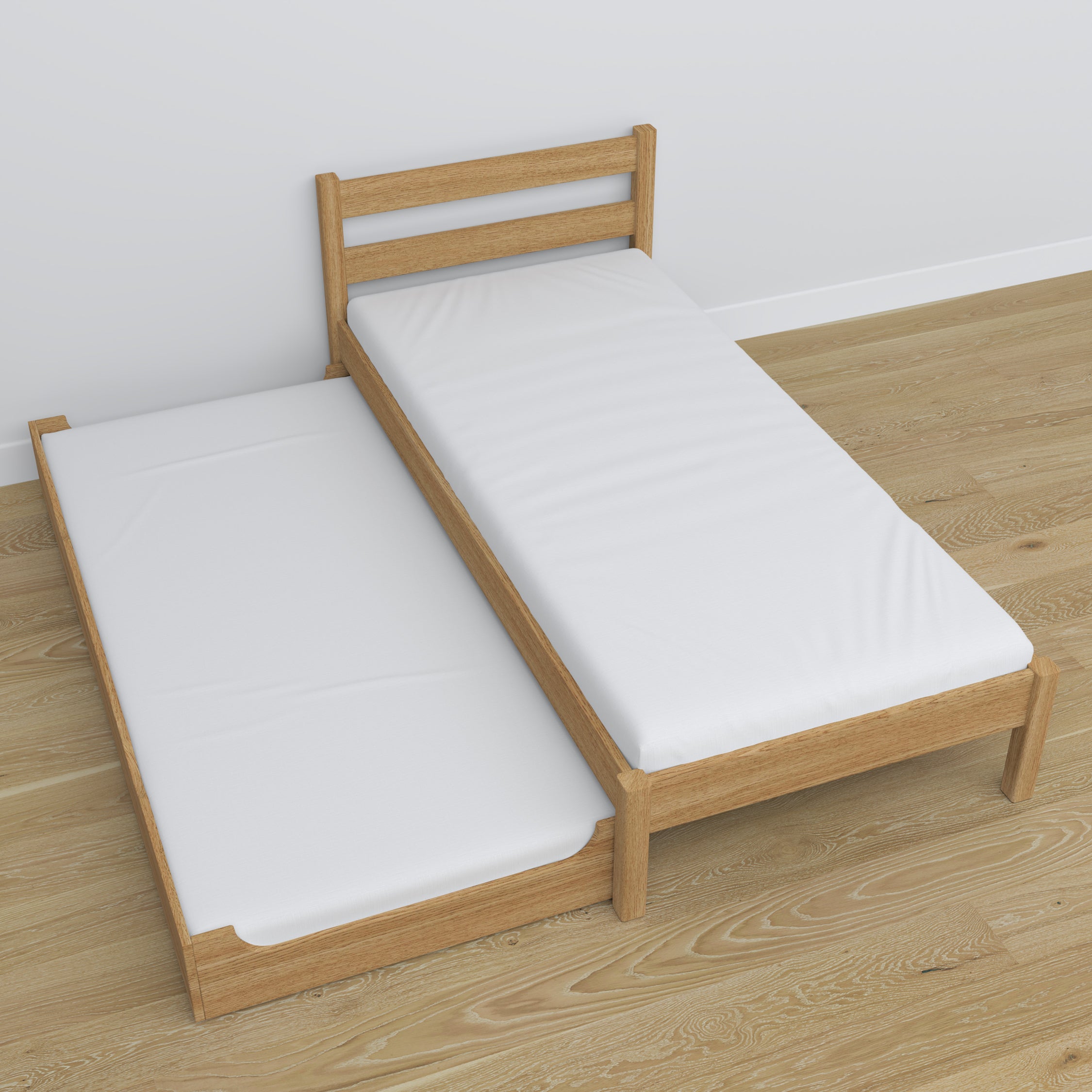 Lit avec tiroir pour matelas chêne naturel en chêne – dimensions, Nizio
