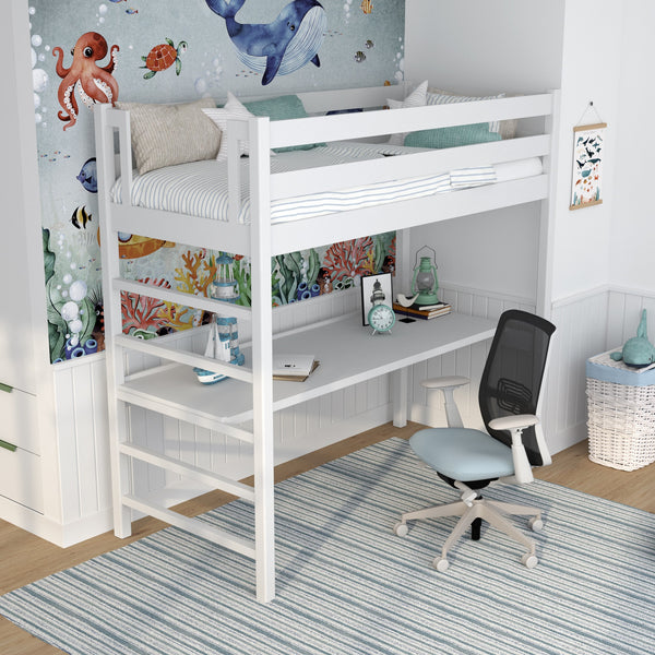 lit mezzanine avec bureau N01 RAL/NCS – en bois, couleur adaptée à l'intérieur, Nizio Home