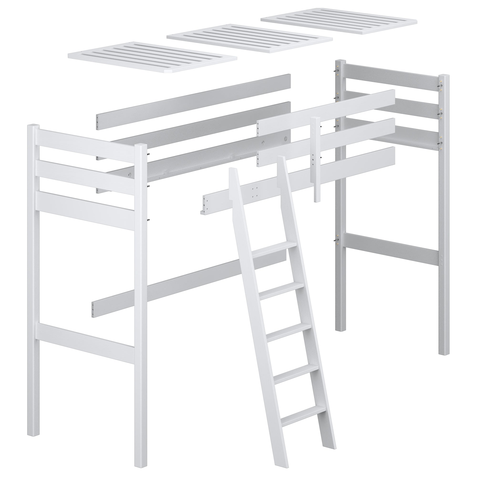 Houten hoogslaperbed wit-eiken – verhoudingen van de kinderkamer, Nizio
