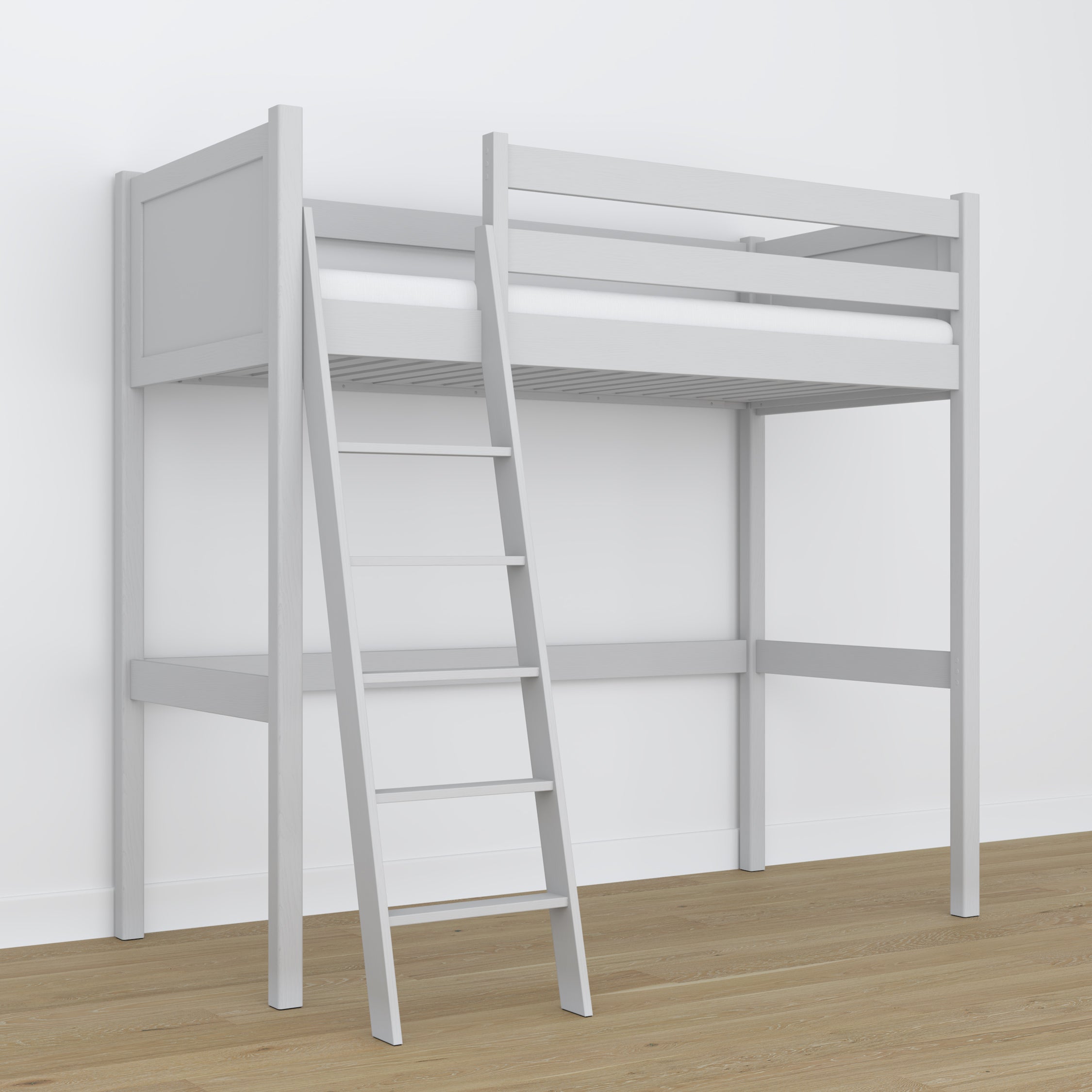 Hoogslaper houten grijs – details van verbindingen en ladder, Nizio Home