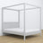 Tweepersoonsbed grijs met hemelbed – decoratief houten frame, scandi