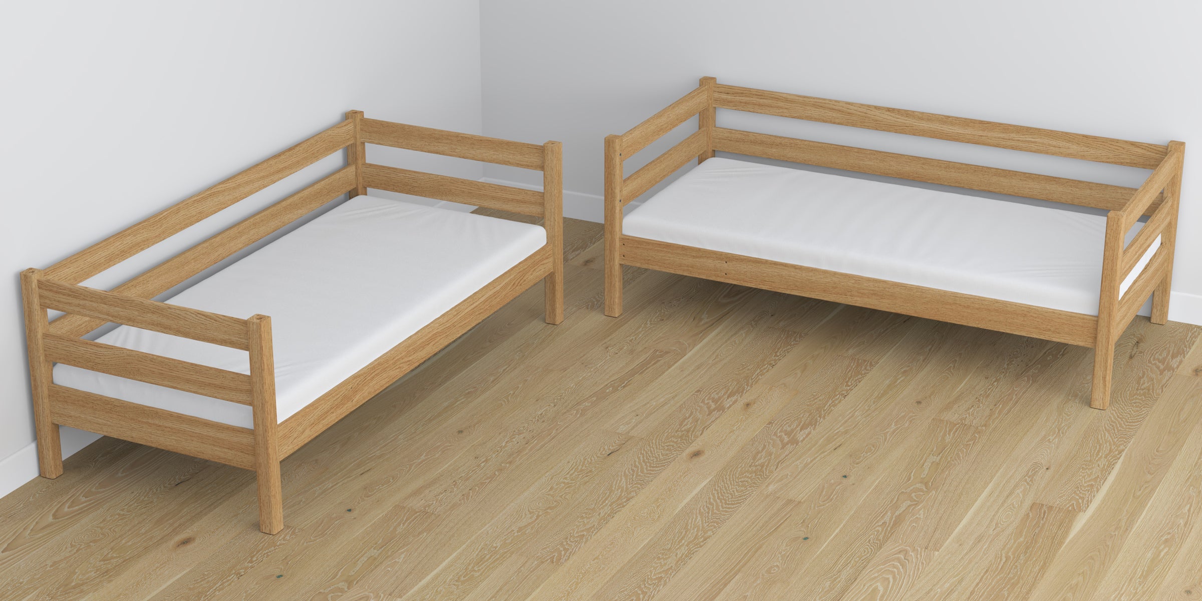 Oak Bunk Bed Natural Oak – Dimensions and Diagram with Mattress Drawer