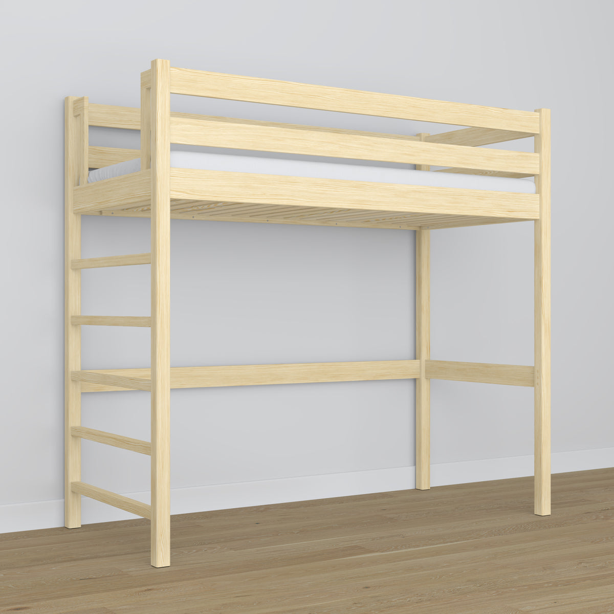 Lit mezzanine pin incolore en bois – dimensions et schéma, Nizio