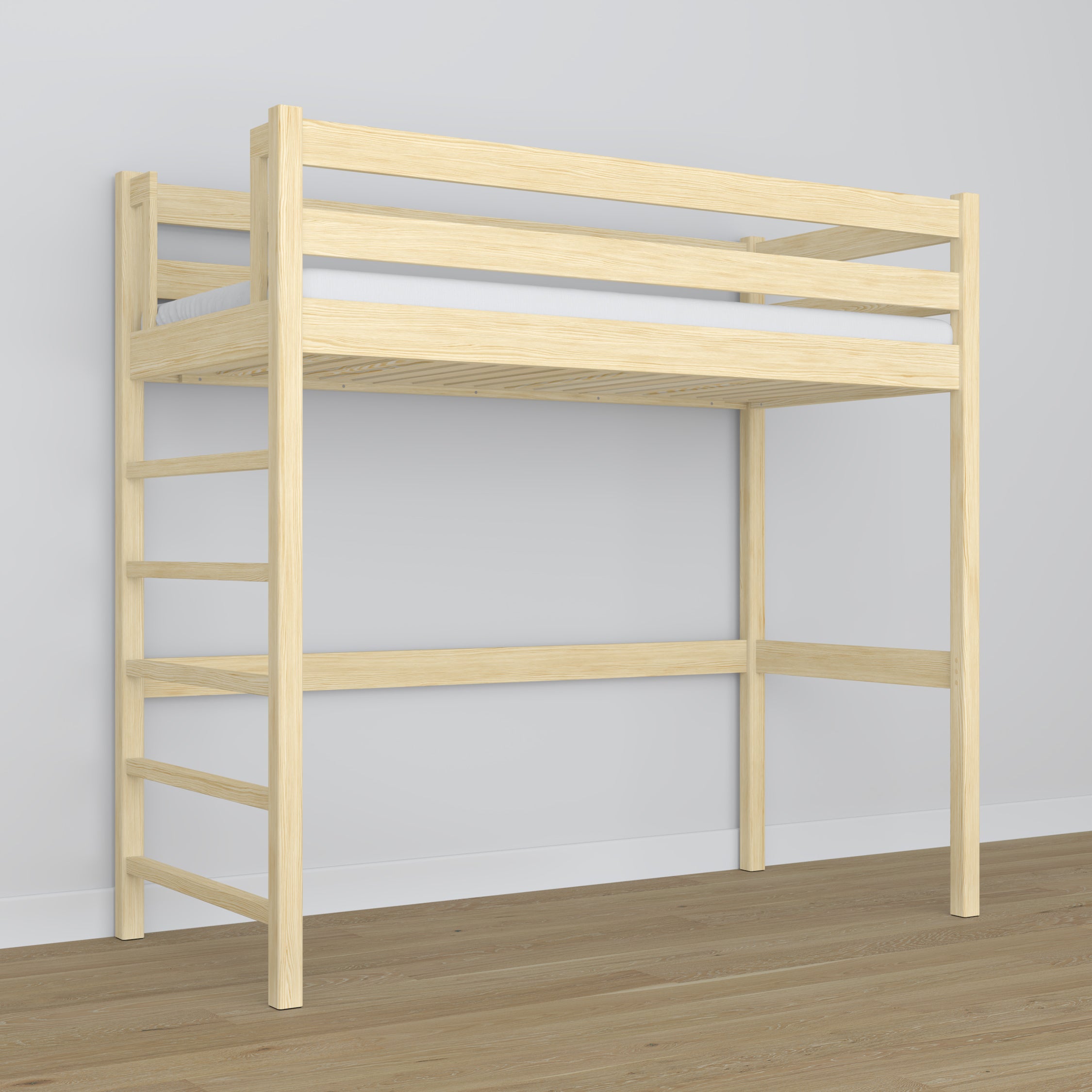 Lit mezzanine pin incolore en bois – dimensions et schéma, Nizio