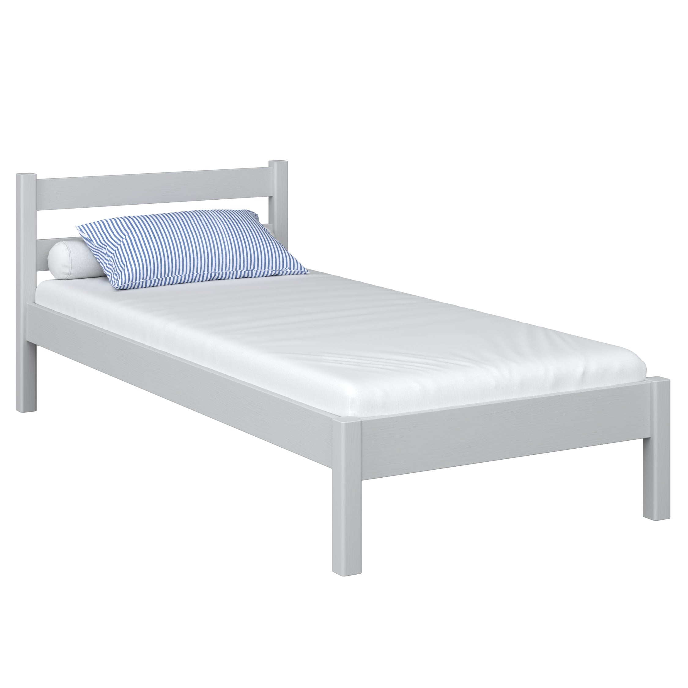 Single wooden bed grey – children’s room, solid wood, scandi style