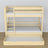 Stapelbed van hout transparant grenen – details van verbindingen en ladder, kinderkamer