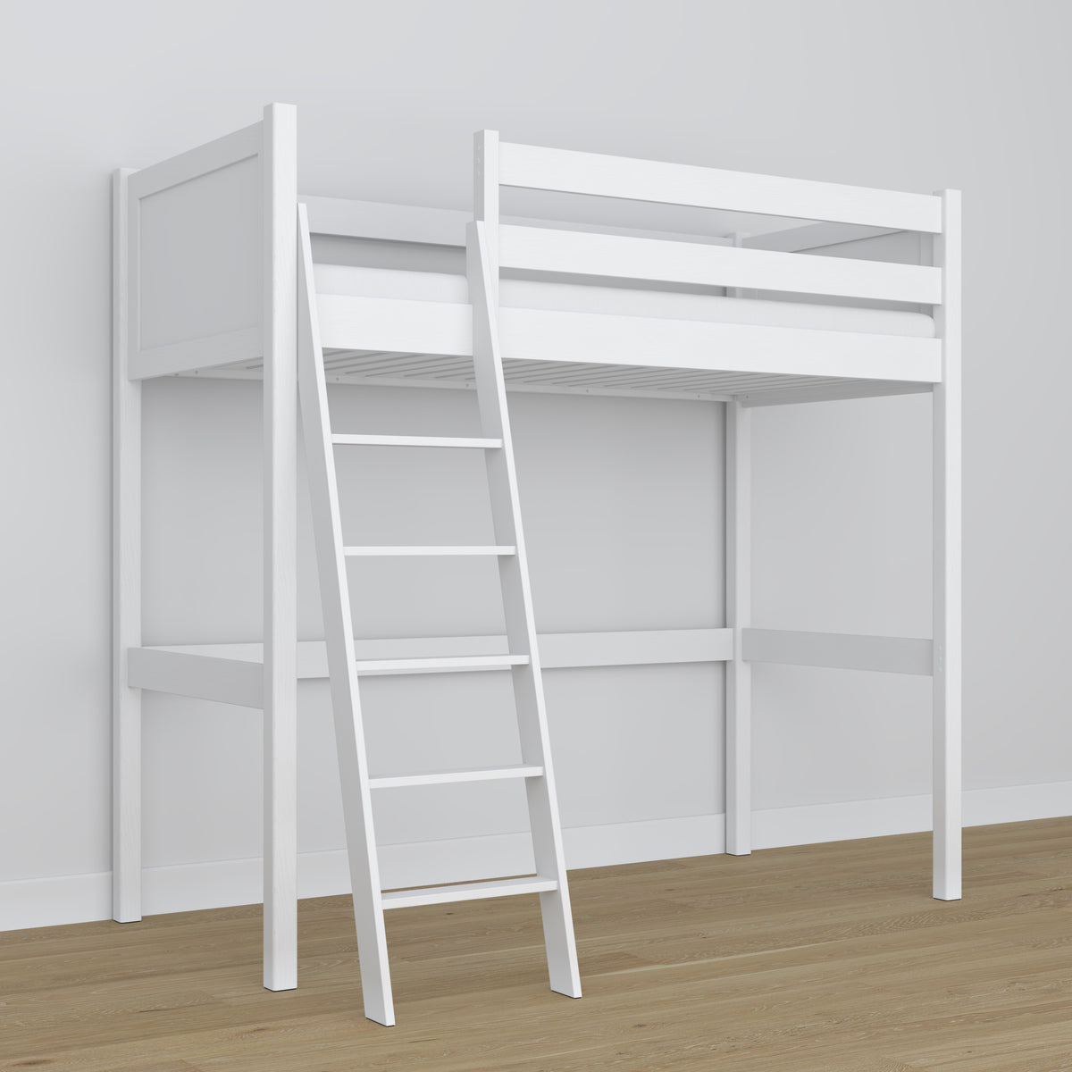 Hoogslaper houten wit – details van verbindingen en ladder, Nizio Home