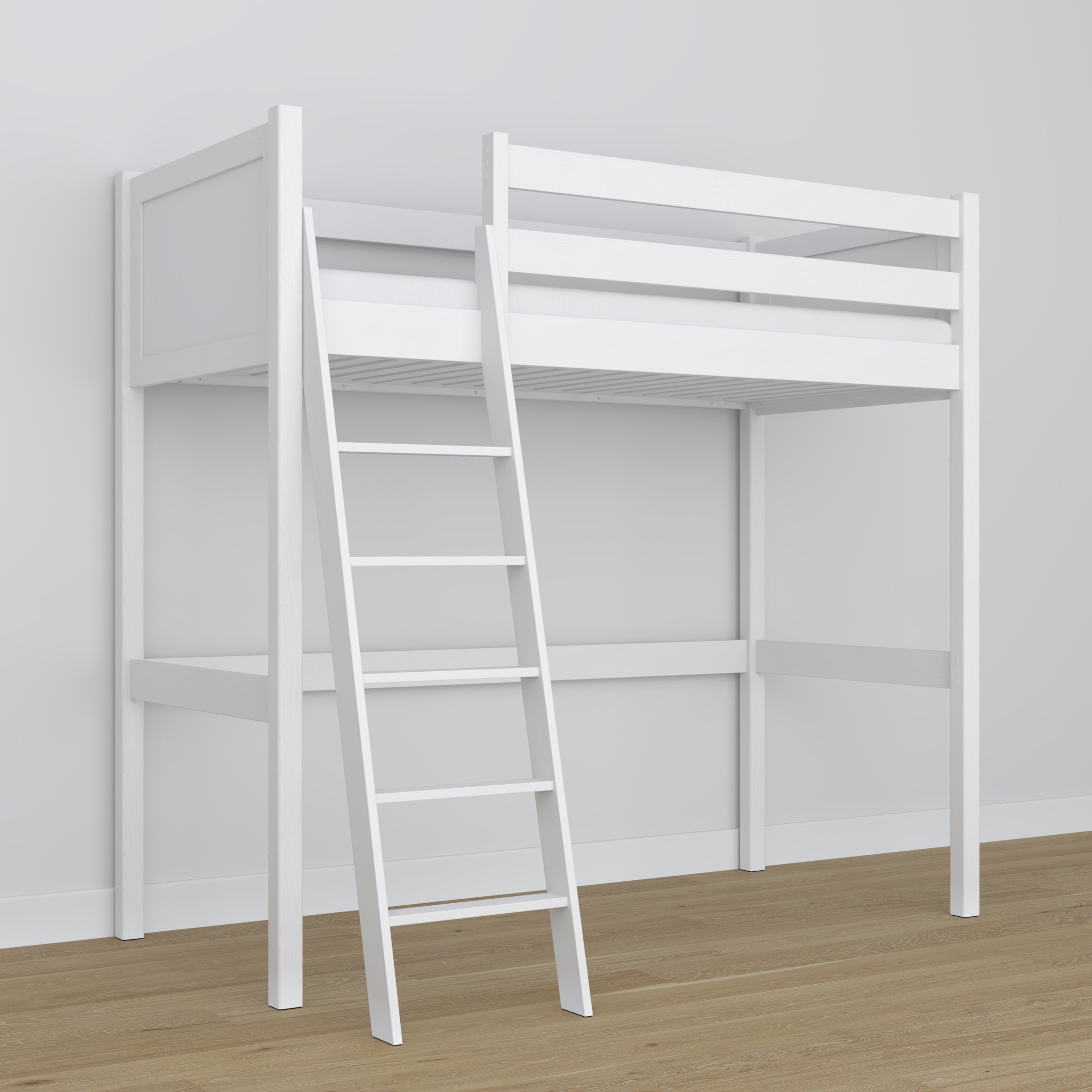 Hoogslaper houten wit – details van verbindingen en ladder, Nizio Home