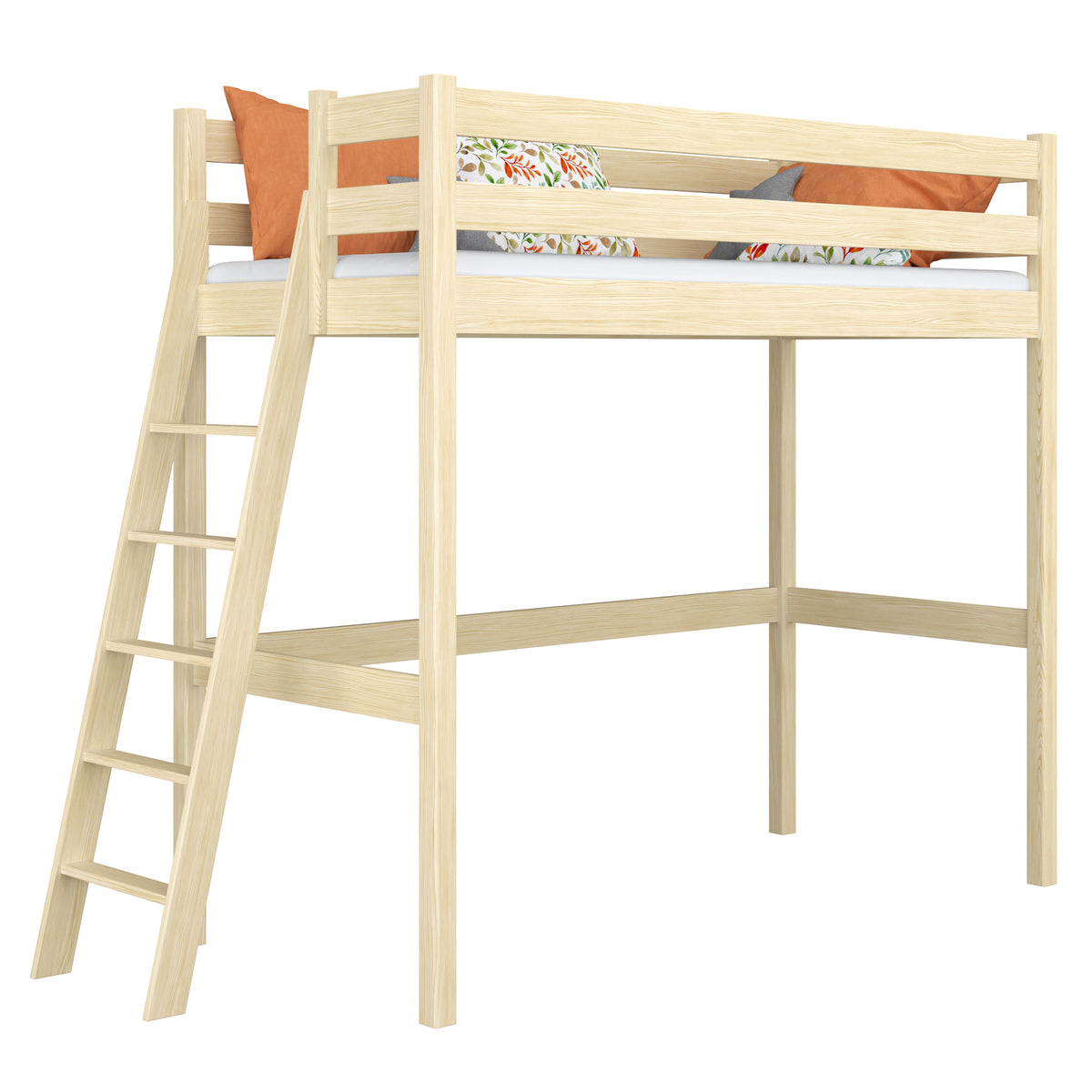 Hoogslaper houten transparant grenen – kinderkamer, massief hout, scandi stijl