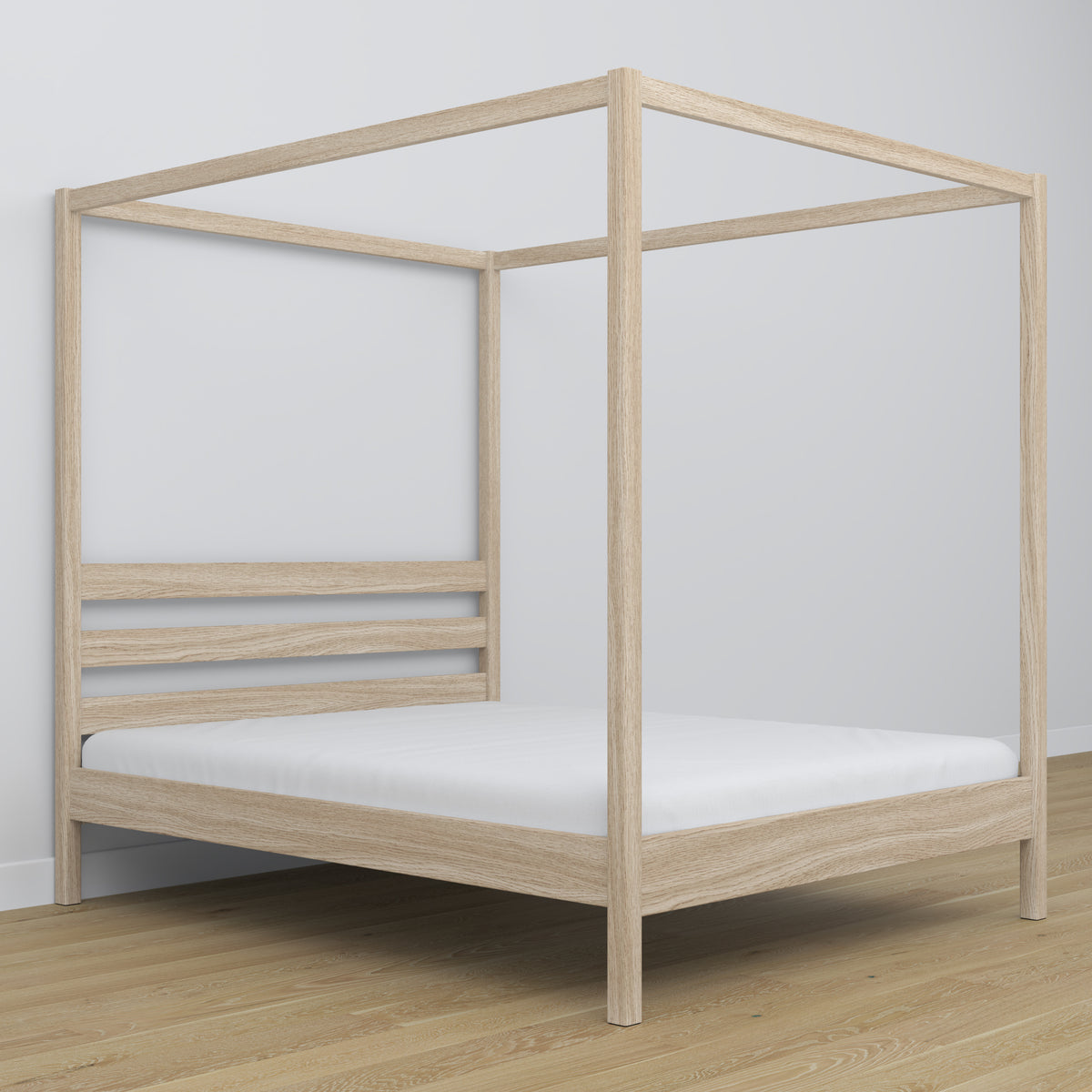 Tweepersoonsbed gewit eiken met hemel – decoratief frame eiken, scandi