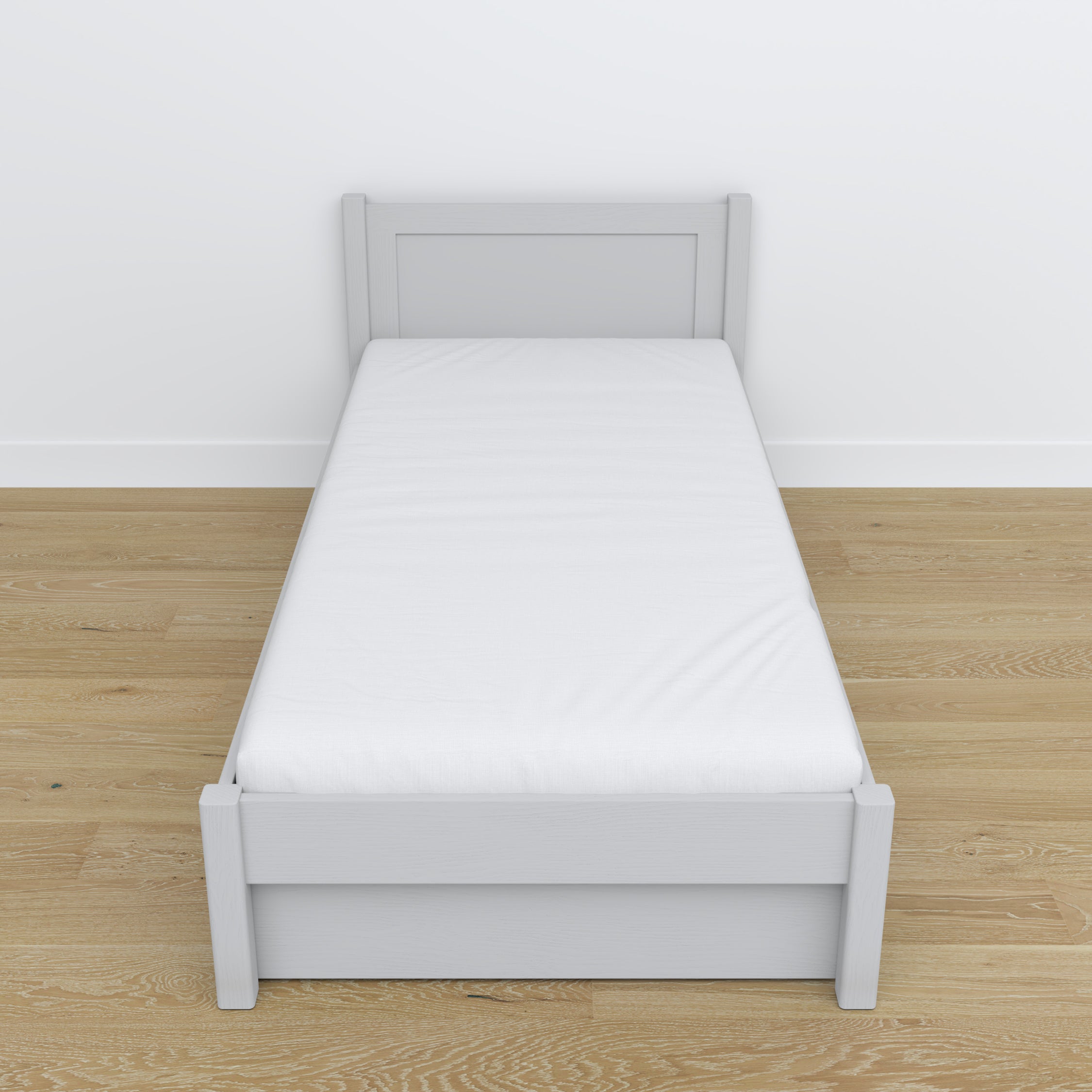 Bed grijs met lade – geleiders en houten details, Nizio