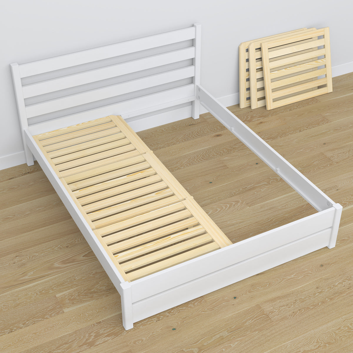 Tweepersoons bed wit van hout – afmetingen en schema, Nizio Home