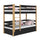 Lit superposé avec tiroir en bois noir-chêne – chambre d'enfant, bois massif, scandinave