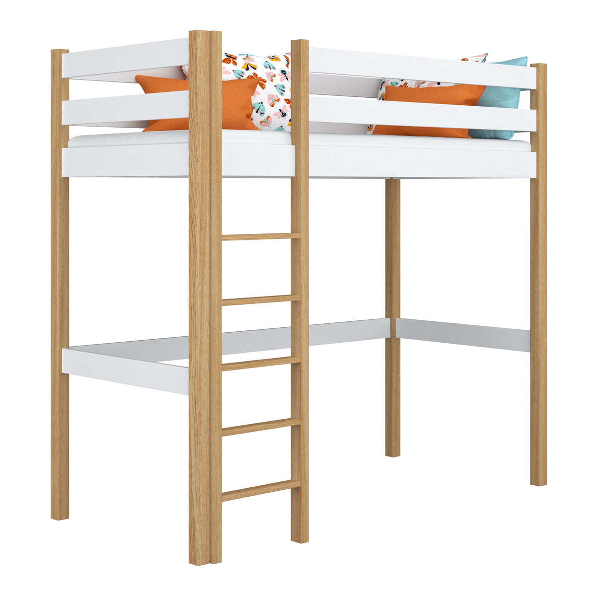 Hoogslaper houten wit-eiken – kinderkamer, massief hout, scandi stijl