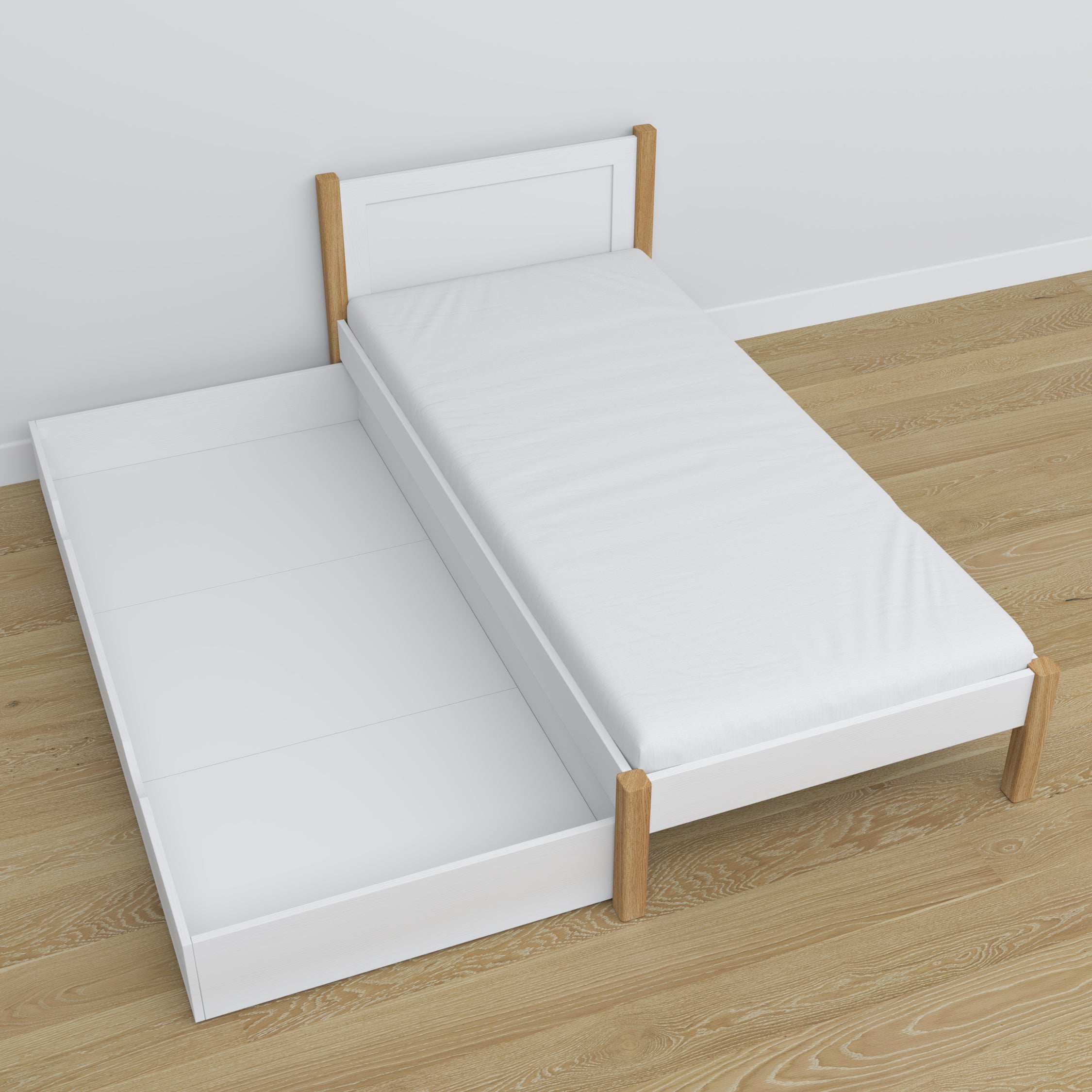 Nizio pine slatted base for bed with drawer – durable support base
