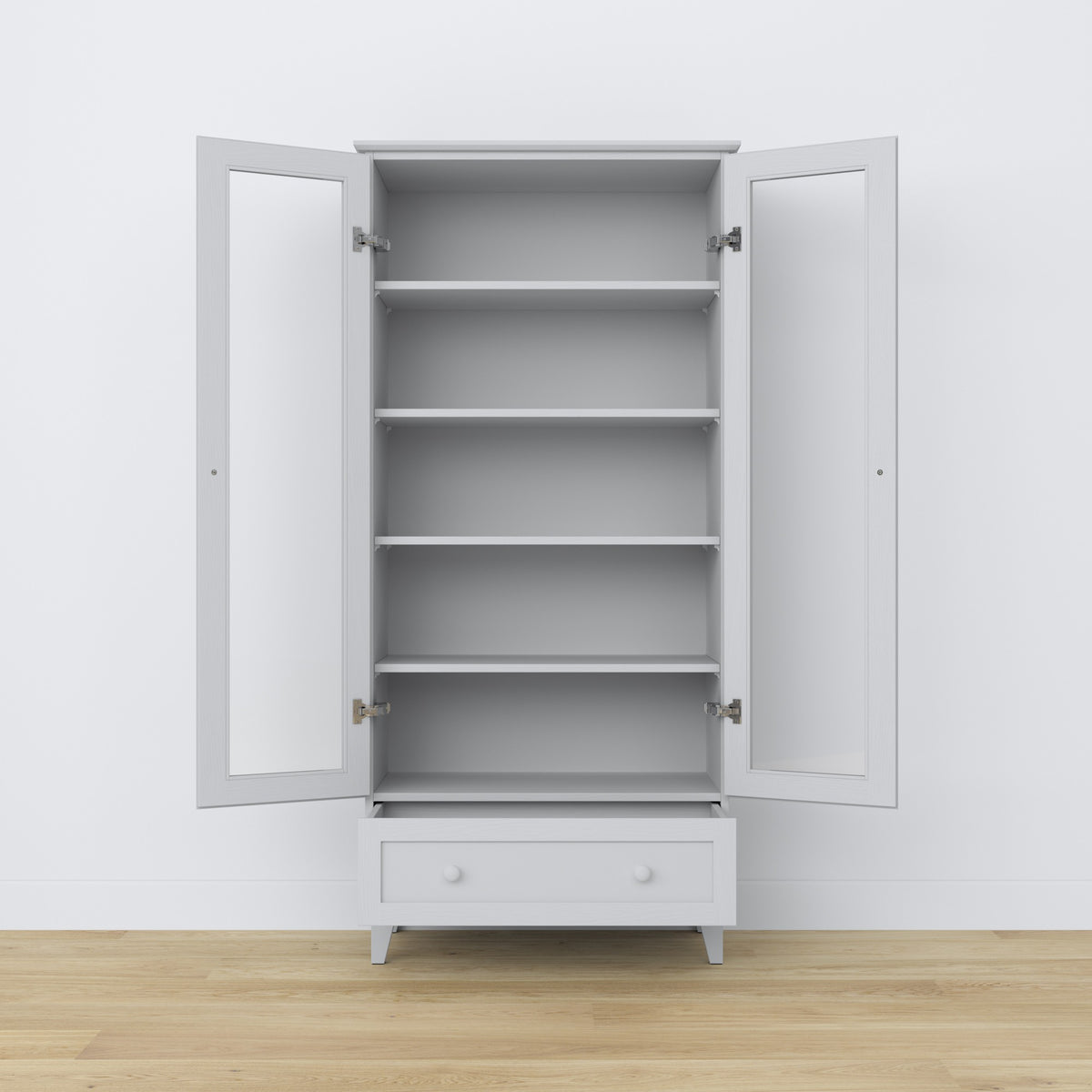 Vitrine 1S en bois gris dans le salon – décoration scandinave, Nizio