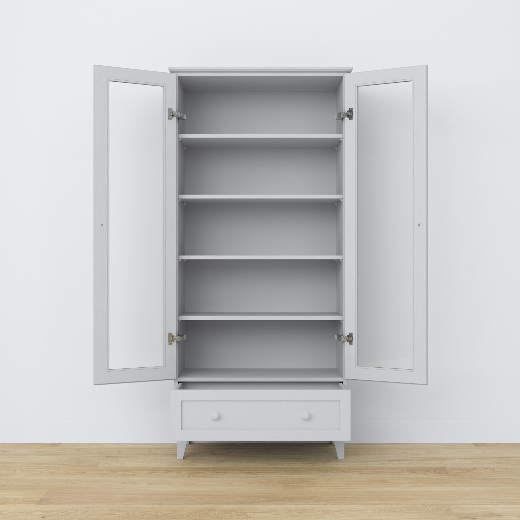 Vitrine 1S en bois gris dans le salon – décoration scandinave, Nizio