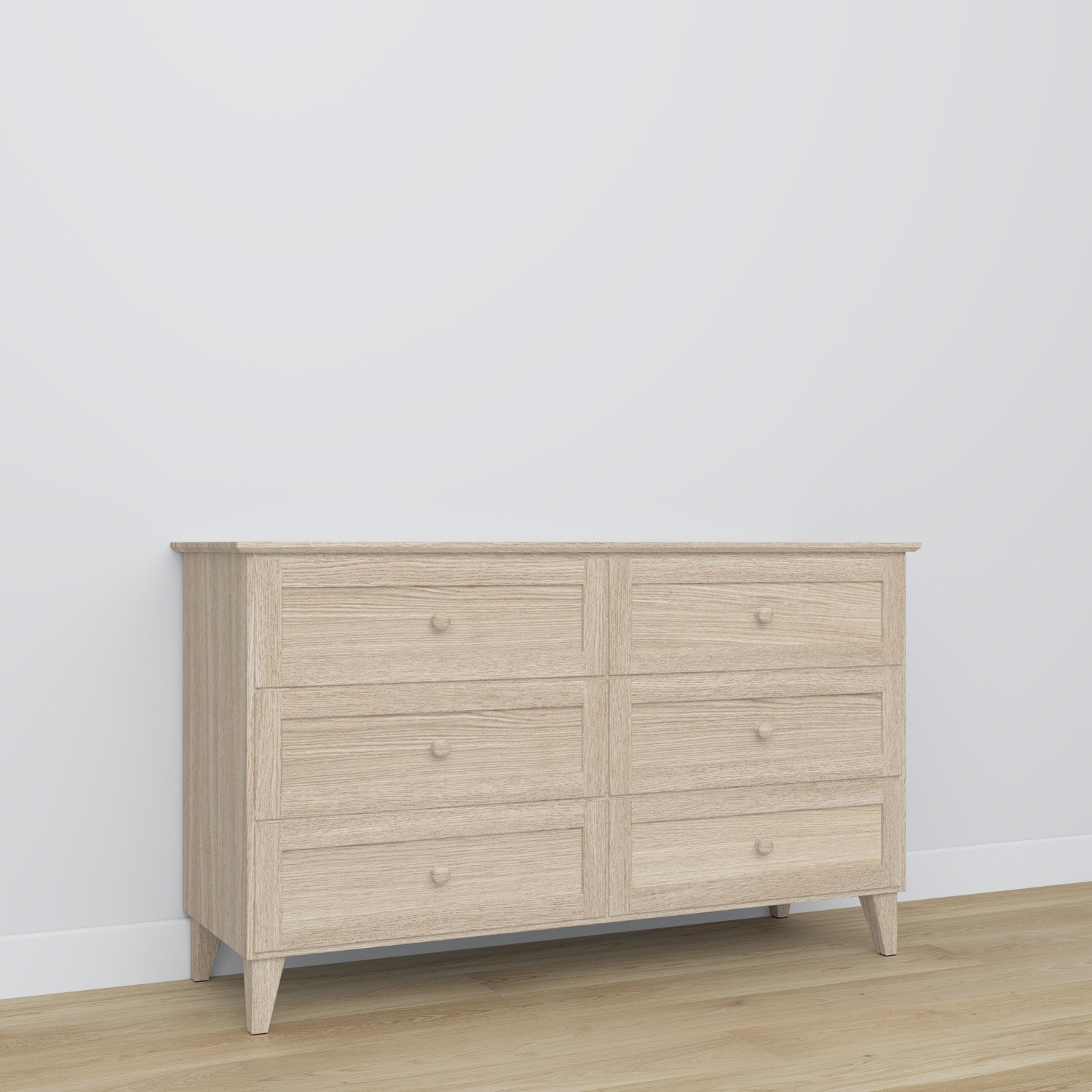 Commode 6S gewit eiken – eiken, gesloten lades, frontaal aanzicht, Nizio