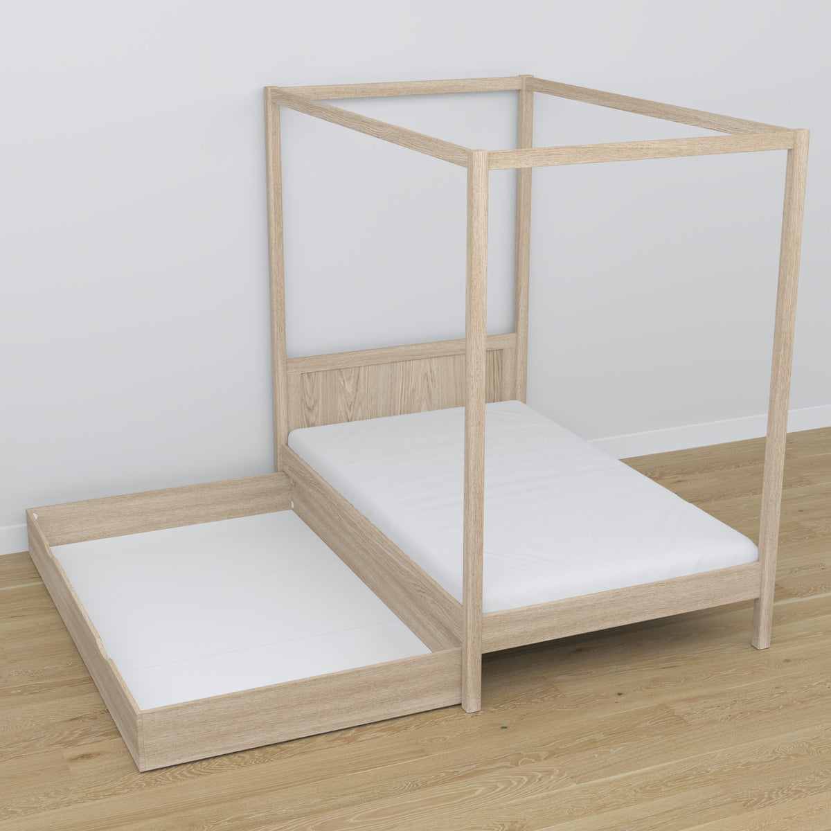 Hemelbed eiken gewit eiken – decoratief frame, kinderkamer