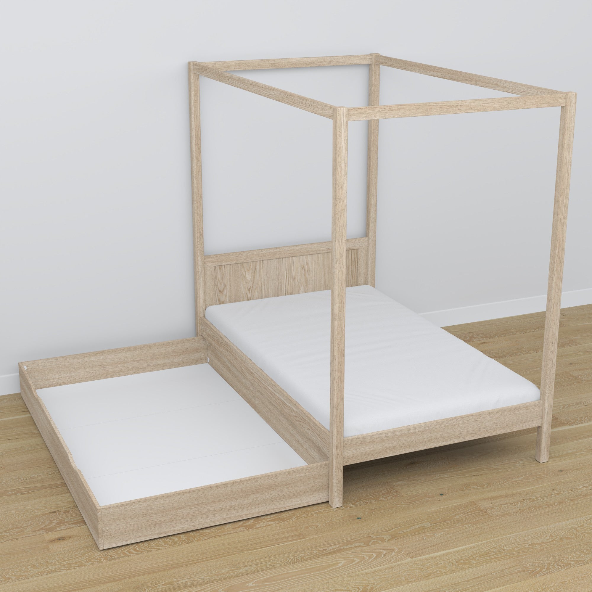 Hemelbed eiken gewit eiken – decoratief frame, kinderkamer