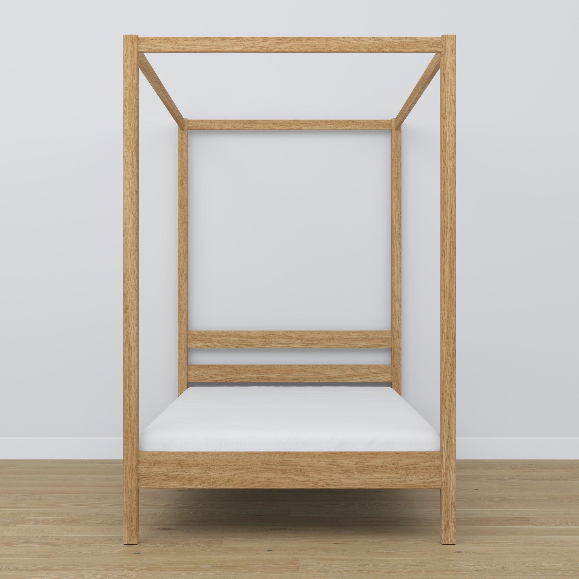 Hemelbed eiken naturel eiken – close-up op hemel en hoofdeinde