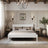 Tweepersoonsbed wit – houten hoofdeinde, close-up op houtskwaliteit