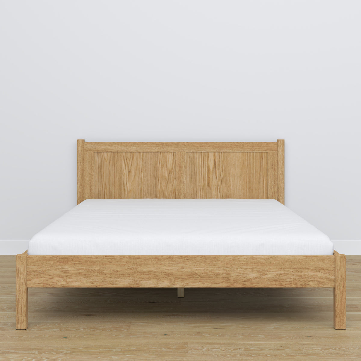 Tweepersoonsbed eiken naturel eiken – zijaanzicht, verhoudingen en vorm, slaapkamer