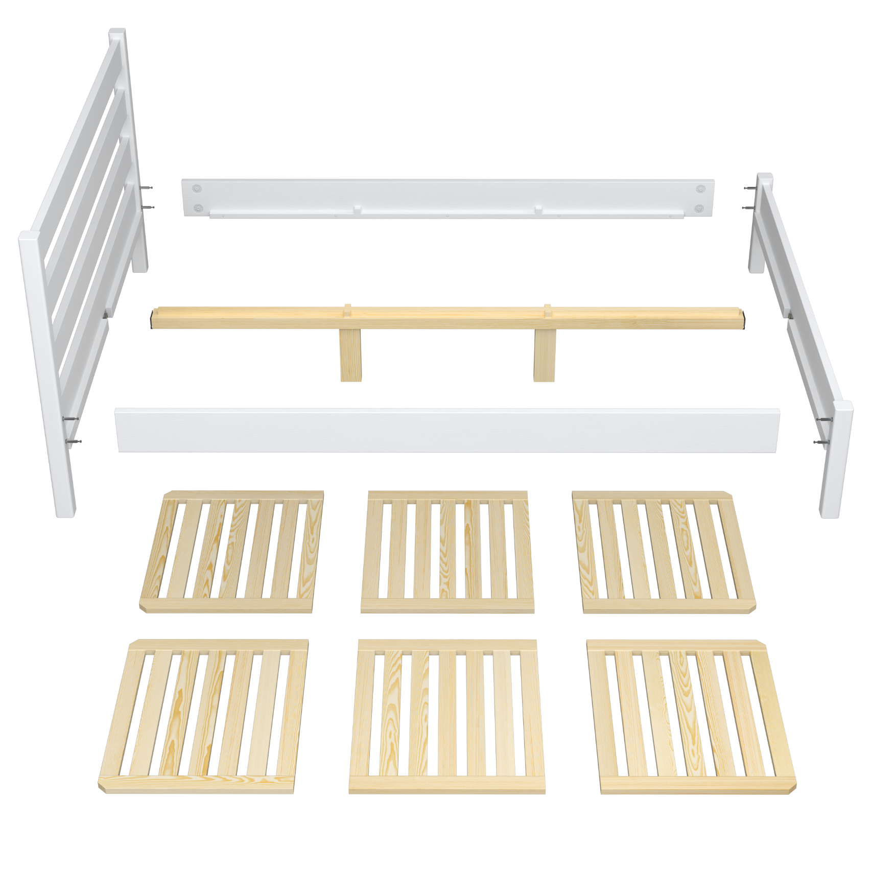 Tweepersoonsbed wit – lattenbodem met latten houten, Nizio Home