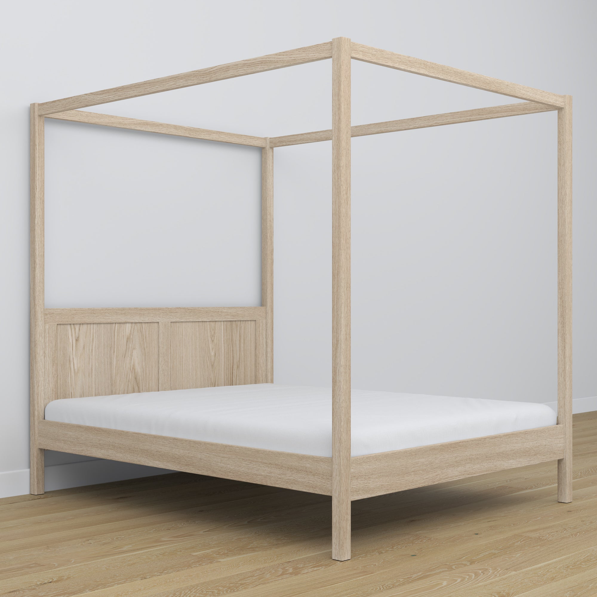 Tweepersoonsbed gewit eiken met hemel – decoratief frame eiken, scandi