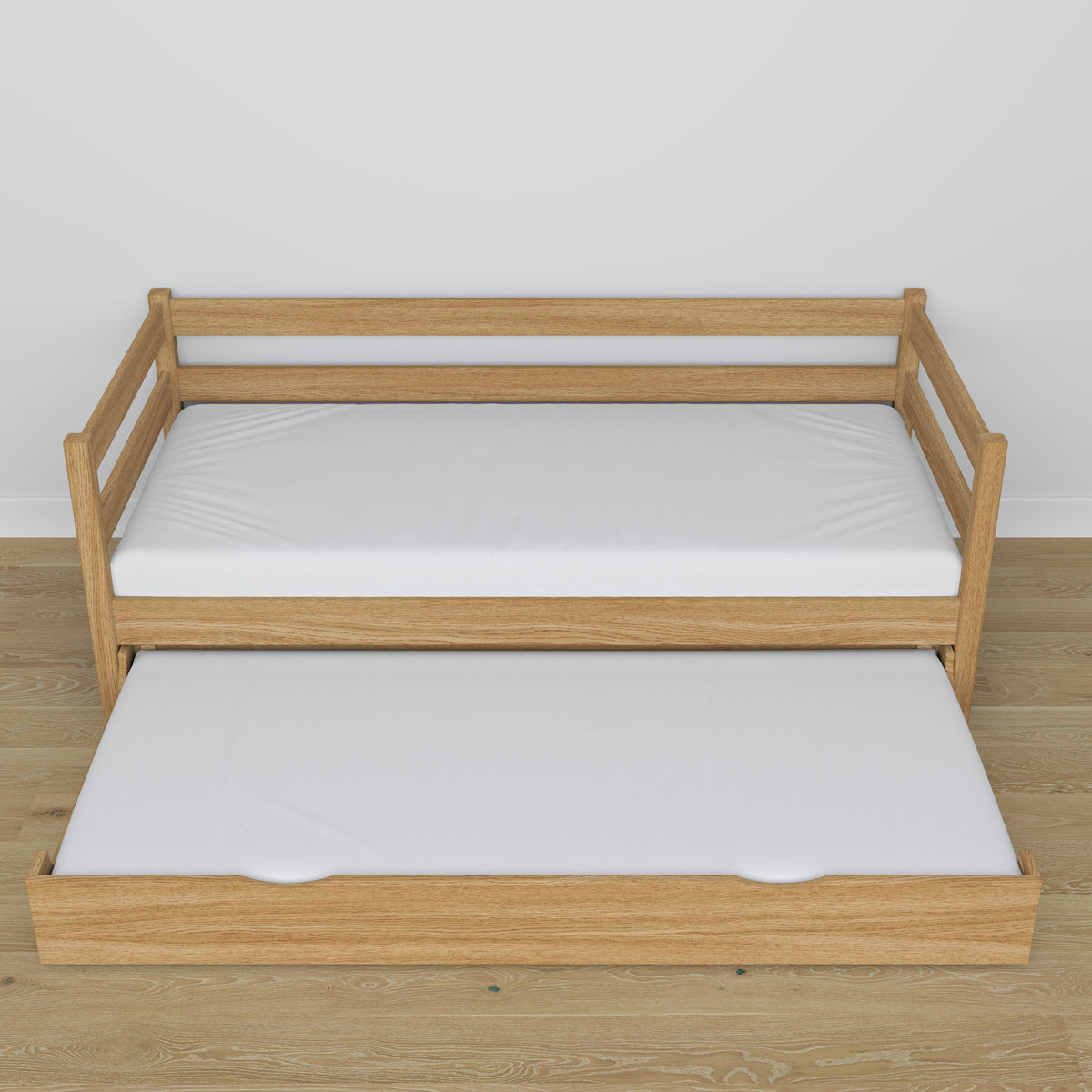 Slaapbank met lade voor matras naturel eiken van eiken – afmetingen, Nizio