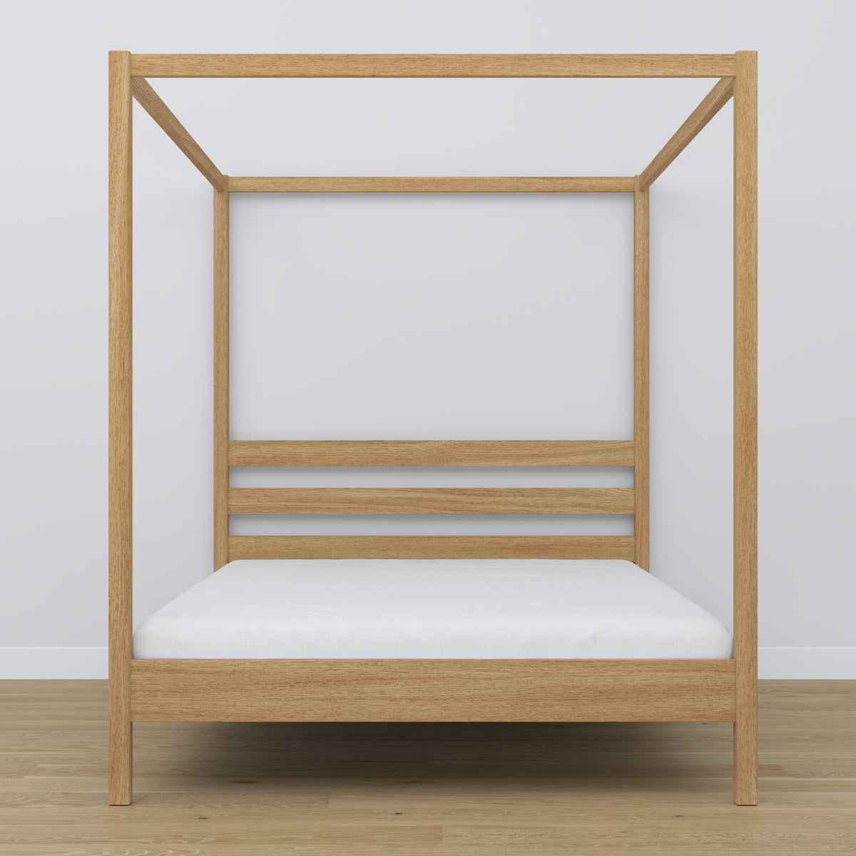 Tweepersoonsbed met hemel eiken naturel eiken – hoofdeinde en frame, close-up