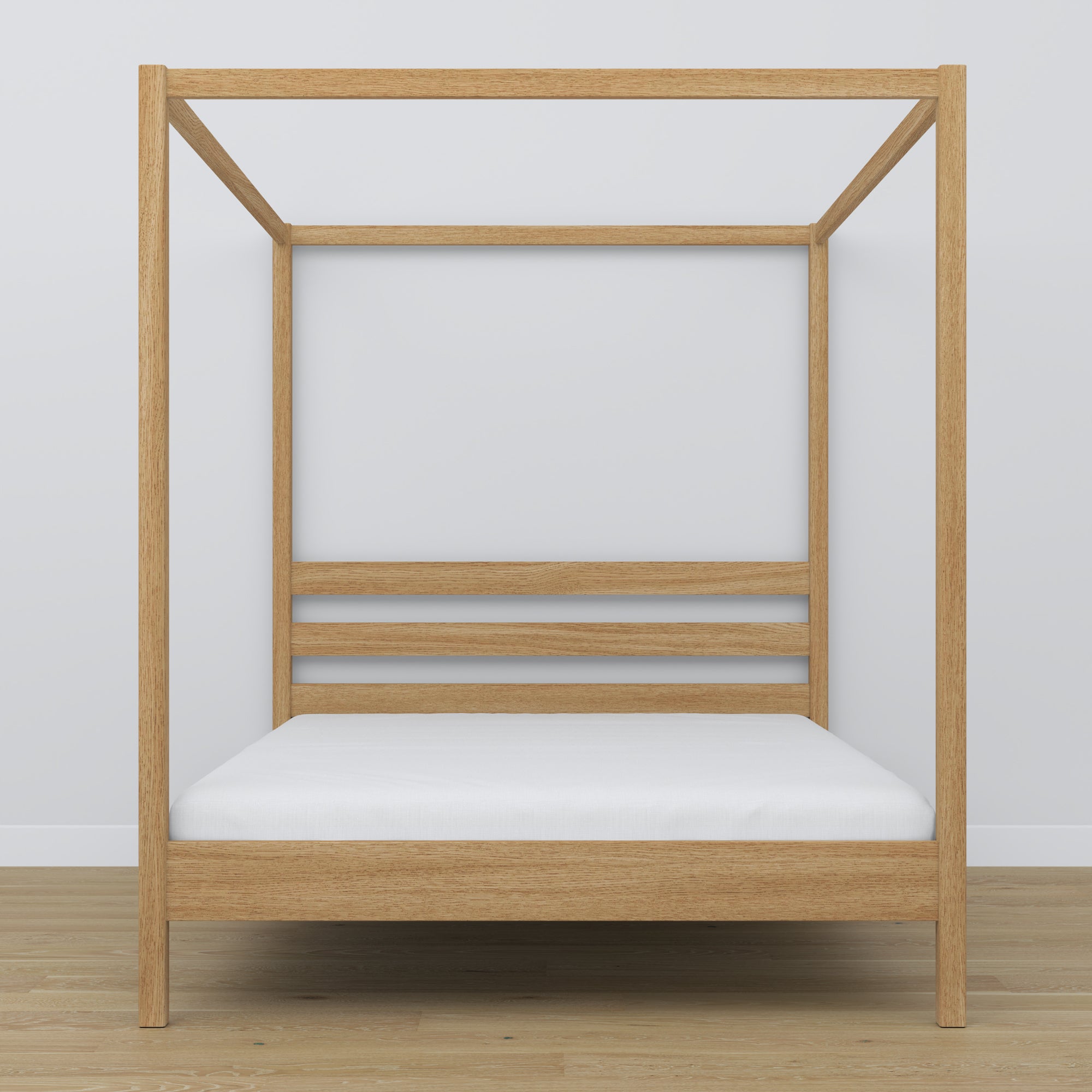 Tweepersoonsbed met hemel eiken naturel eiken – hoofdeinde en frame, close-up