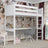 Lit mezzanine blanc – bureau en bois pod chambre, chambre d'enfant scandinave