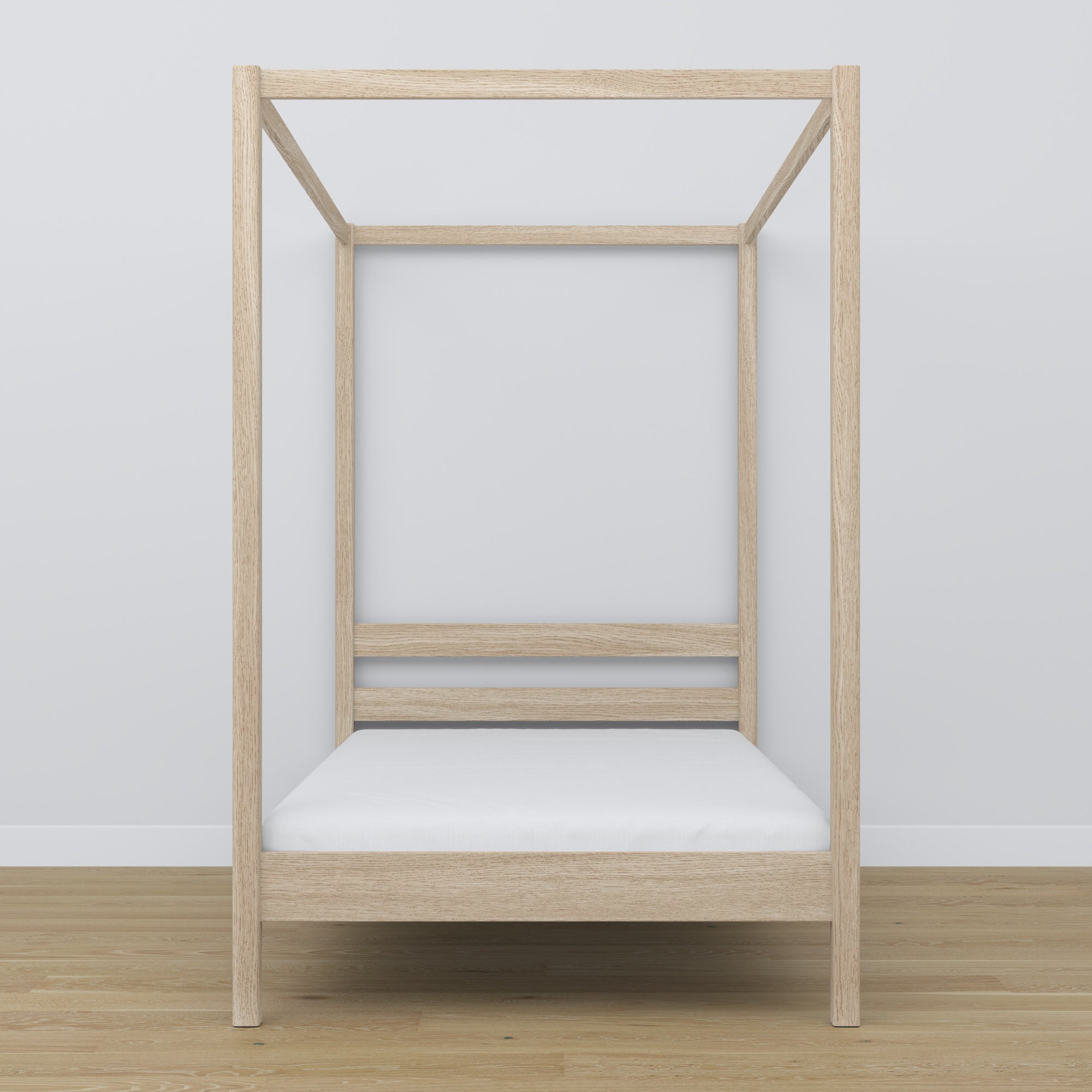 Hemelbed eikenhouten gewit eiken – close-up op hemel en hoofdeinde