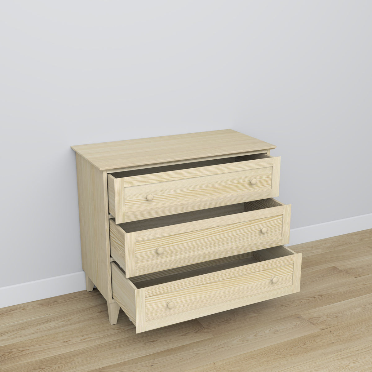 Chest of drawers 3S pine clear pine 105 cm in bedroom – Scandinavian arrangement