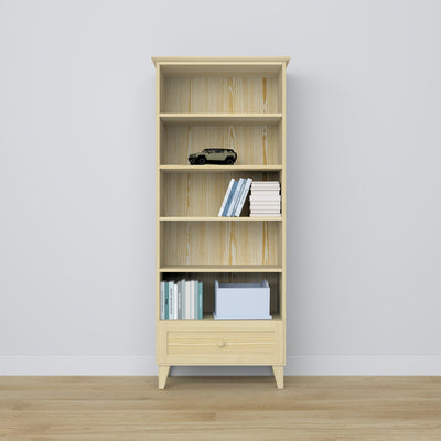 Bookcase with drawer pine clear pine 80 cm – living room and office, Scandinavian style