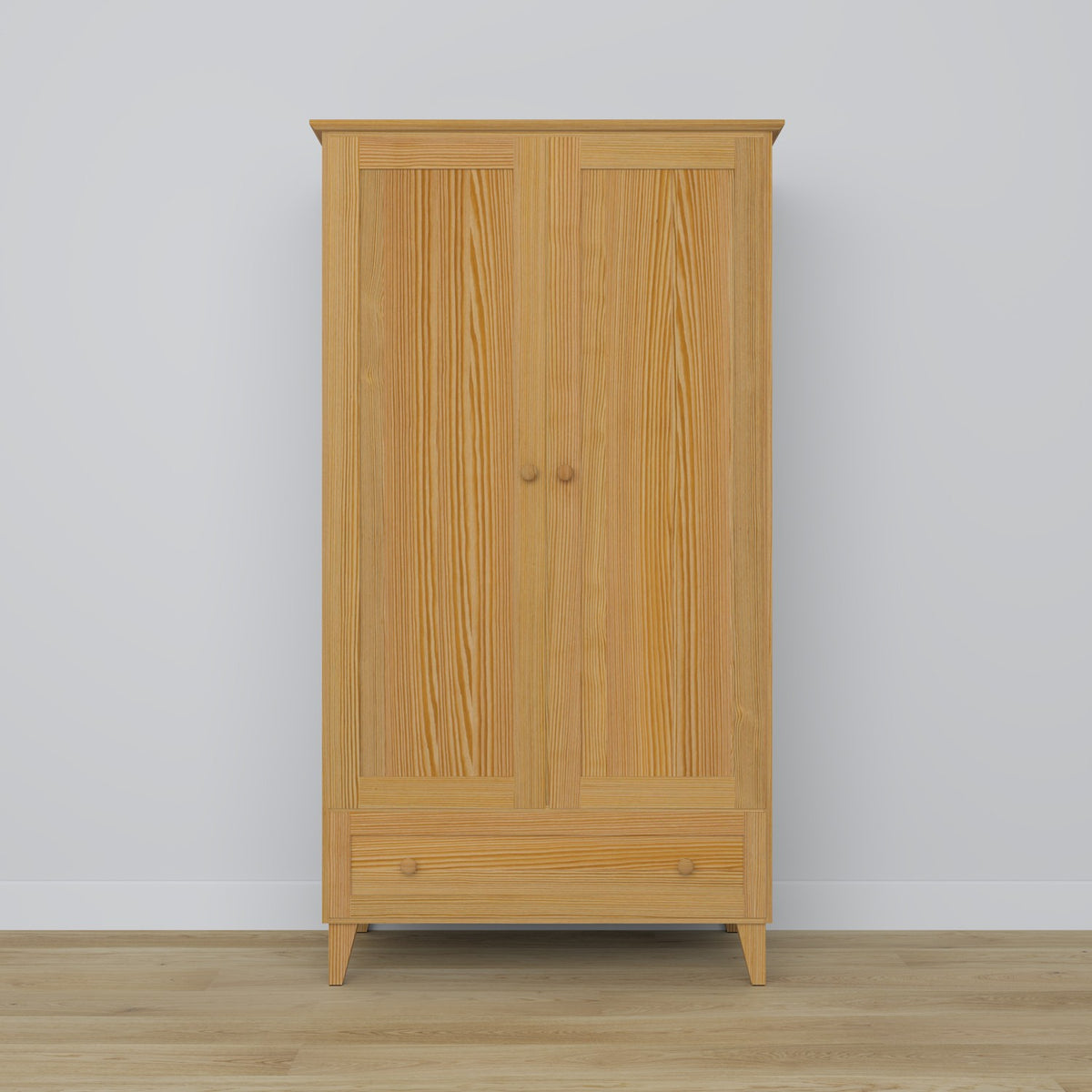 2-door wardrobe with drawer pine natural pine – bedroom, Scandinavian style