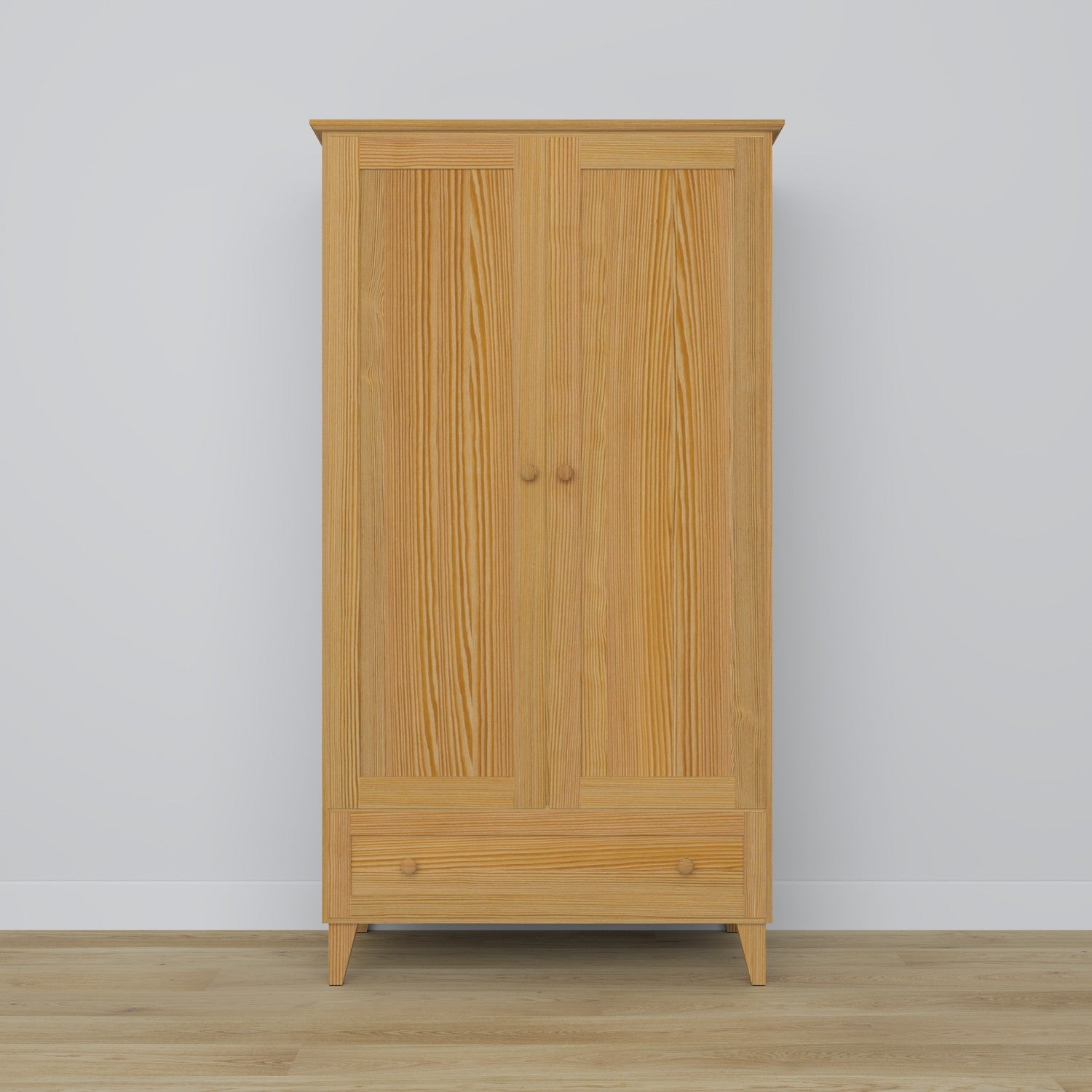 2-door wardrobe with drawer pine natural pine – bedroom, Scandinavian style
