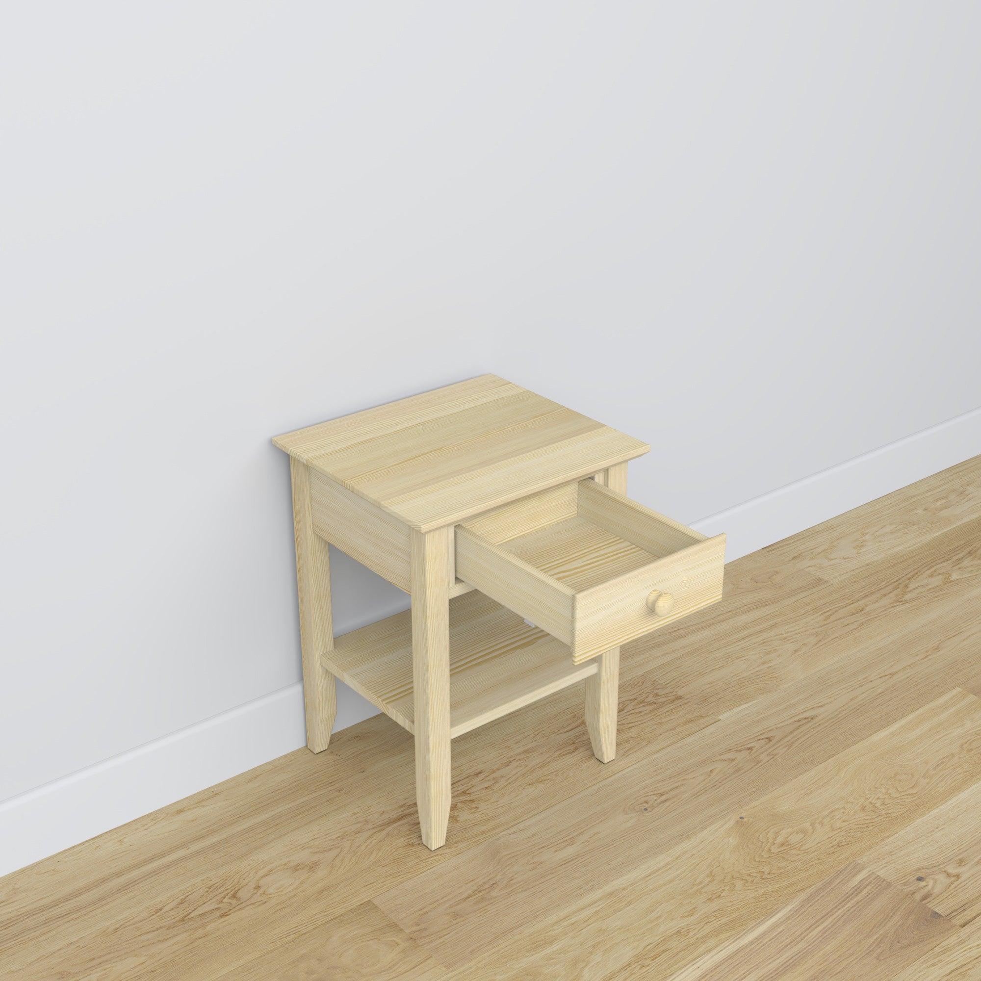 Pine bedside table 1S N01 Scandi clear pine