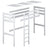 Lit mezzanine en bois pin naturel – sommier à lattes, vue de côté